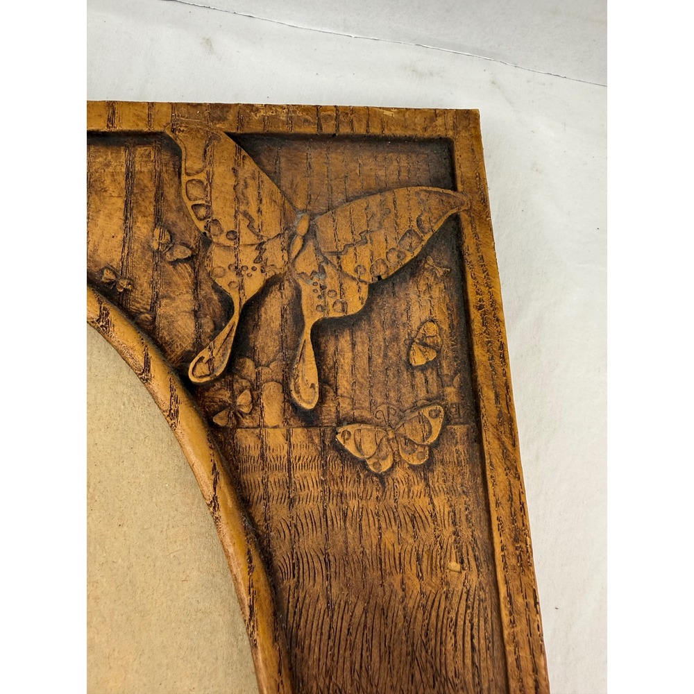 Vintage Faux Wood Resin Butterfly Wheat Oval Picture Frame Rustic Cottagecore - Picture 6 of 13
